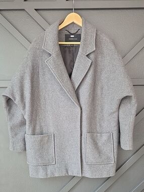 {Andrew Marc} Gray Oversized Wool-Blend Coat Size 2